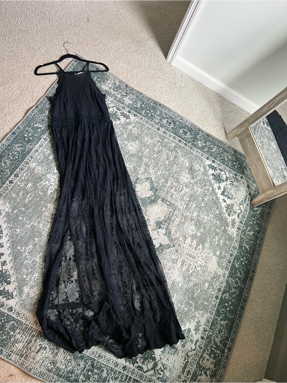 Love Riche Black Lace Maxi Dress